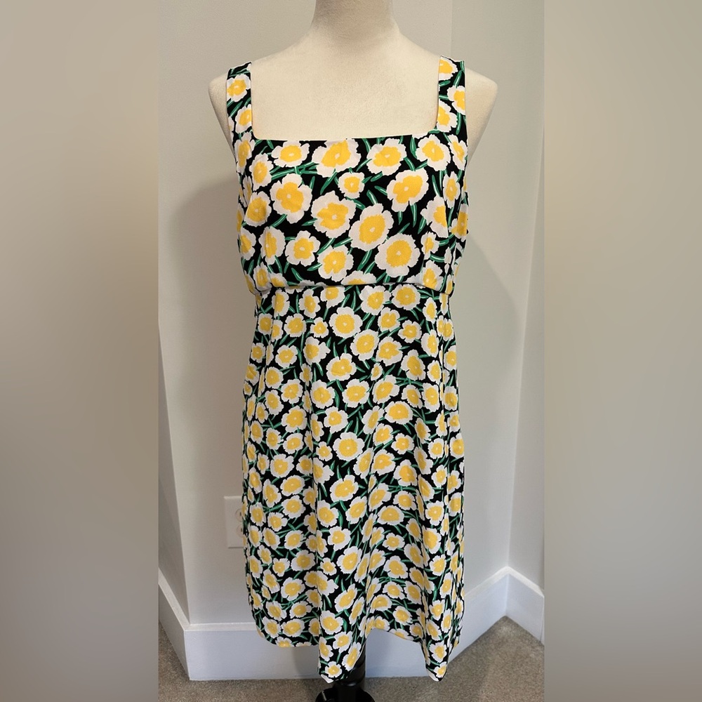 Diane Von Furstenberg Yellow Flower Sundress Sleeveless Midi